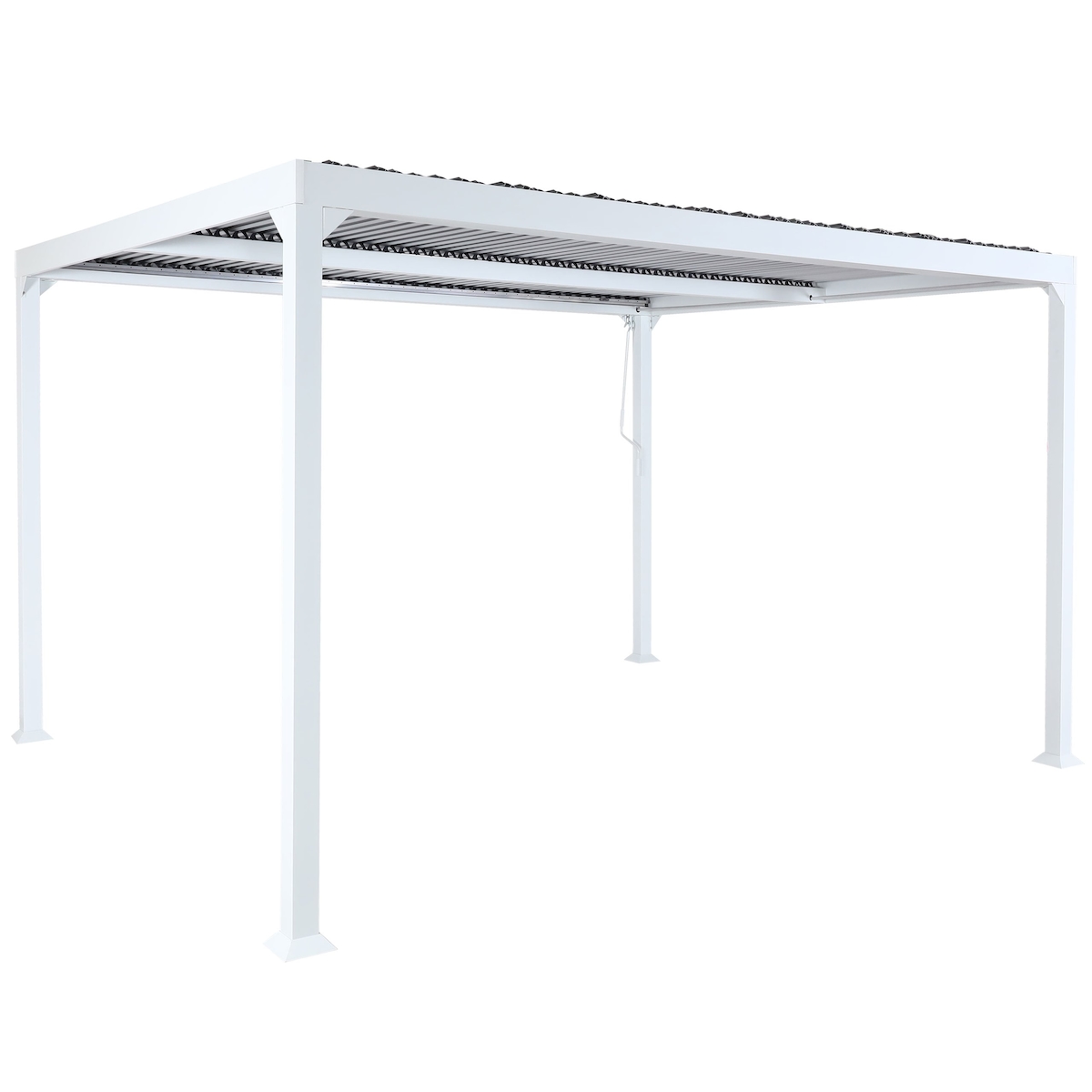 Proregal BERLINLODGE Alu Pergola | HxBxT 224x370x300cm | Lamellen-Pavillon Terrassenüberdachung | Weiß | stabiles 8cm-Metall-Gestell Image