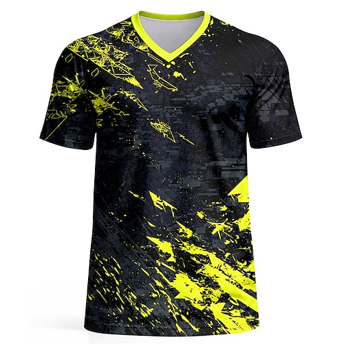Herren Geometrisch Abstrakt Fußball-Sommer Global Match Laufshirt Sommer Kurzarm UPF 50 Schnelltrocknend Atmungsaktiv Fitnessstudio Laufen Fitness Blau Schwarz / rot Grün und Schwarz Sportbekleidung Image