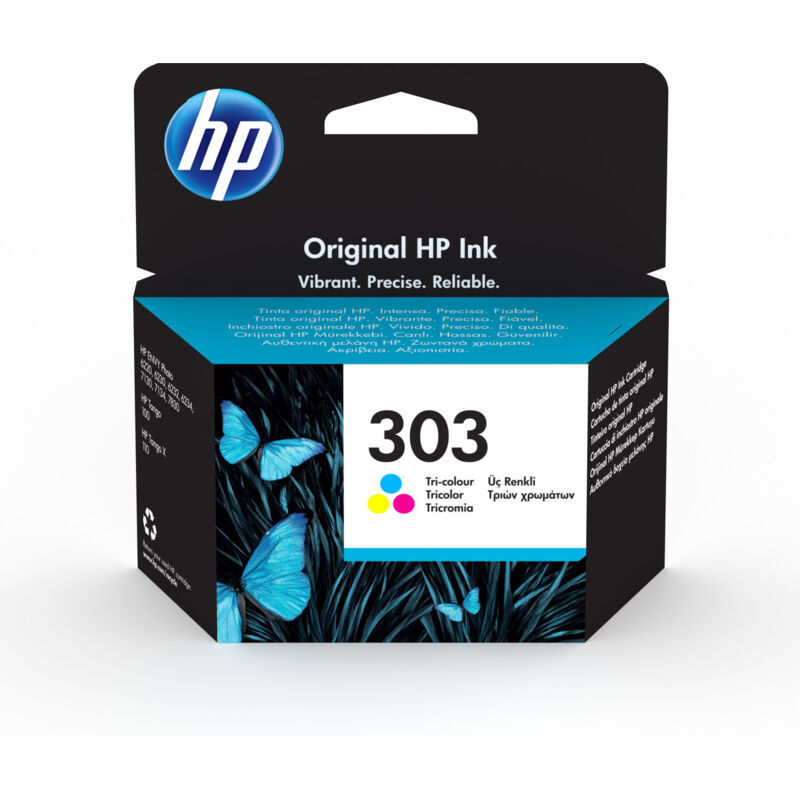 Hp 303 Tri Color Original Ink Cartridge Cartuccia D'Inchiostro 1 Pz Resa Standard Ciano Magenta Giallo