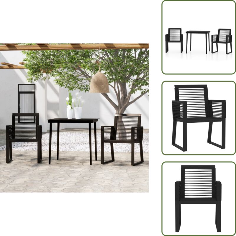 Set Da Pranzo Da Giardino - Vidaxl Set Mobili Da Pranzo Per Giardino 3 Pz Nero - Arredamento Esterno