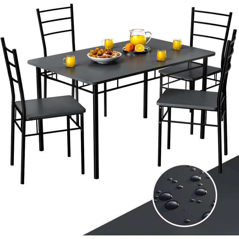 Tavolo Da Pranzo Con 4 Sedie In Legno Set Da 5 Pezzi 110x68cm Struttura In Metallo Sala Da Pranzo Cucina Sedia Tavolo Mobili Arredo Casa Anthrazit (de) - Casaria