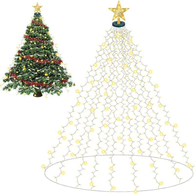 Catena Luminosa Per Albero Di Natale, Tenda Luminosa Per Albero Di Natale Da 400 Led, 16 X 2 M, Catena Luminosa Per Albero Di Natale, Luci Di Natale Luminose