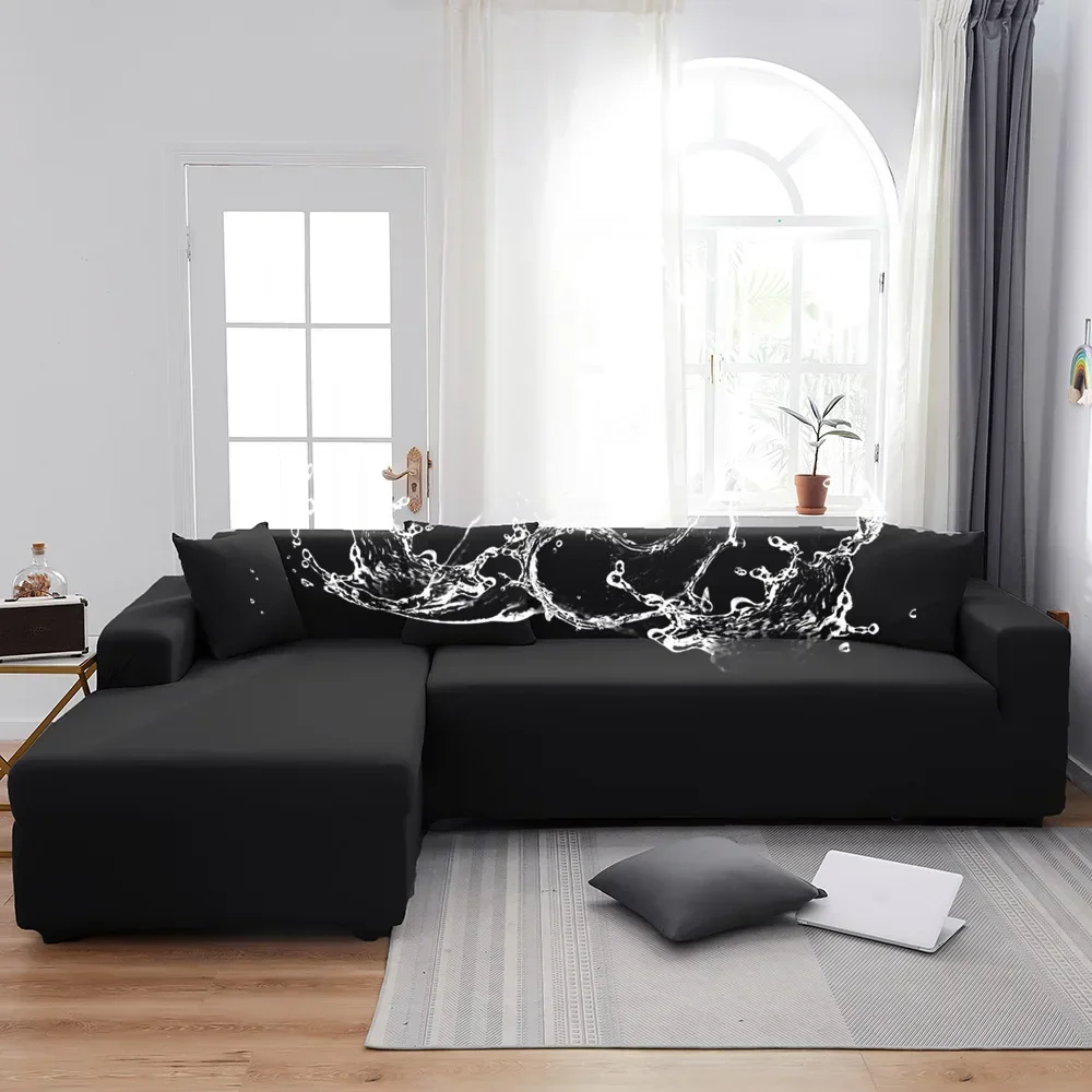 Einfarbig schwarz wasserdichte Sofa bezüge 1/2/Sitze solide Couch bezug l-förmige Sofa bezug Schutz Bank bezüge