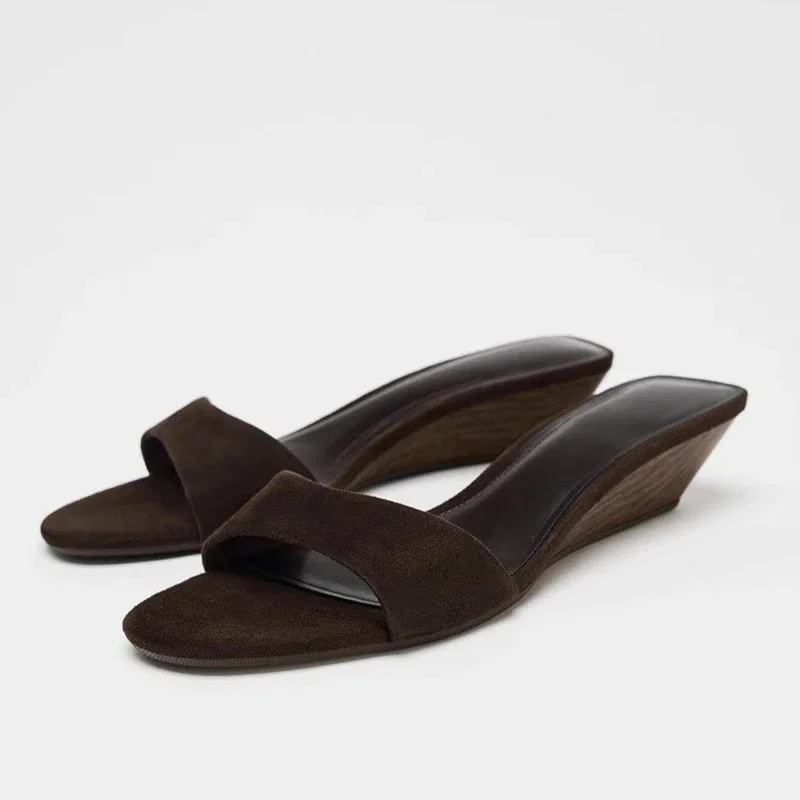 Frauen Keile Hausschuhe High Heels Sandalen Chunky Schuhe Sommer 2025, Neue Designer Offene spitze Schuhe Slingback Sexy Pumps Flip-Flops