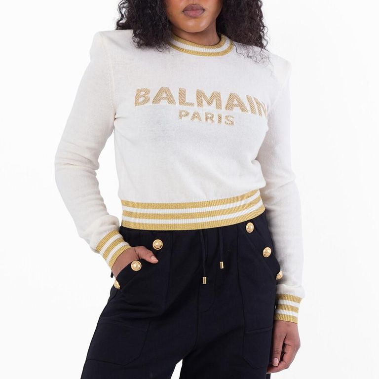 Logo Embossed Cropped Pullover, Brand Size 36 (Us