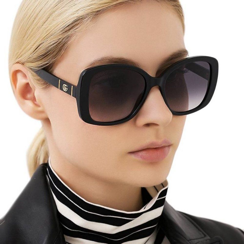 Gucci Accessories | Brand New Gucci Gg0762s 001 Black Gray Gradient Square Women Sunglasses | Color: Black/Gray | Size: 56/18/145
