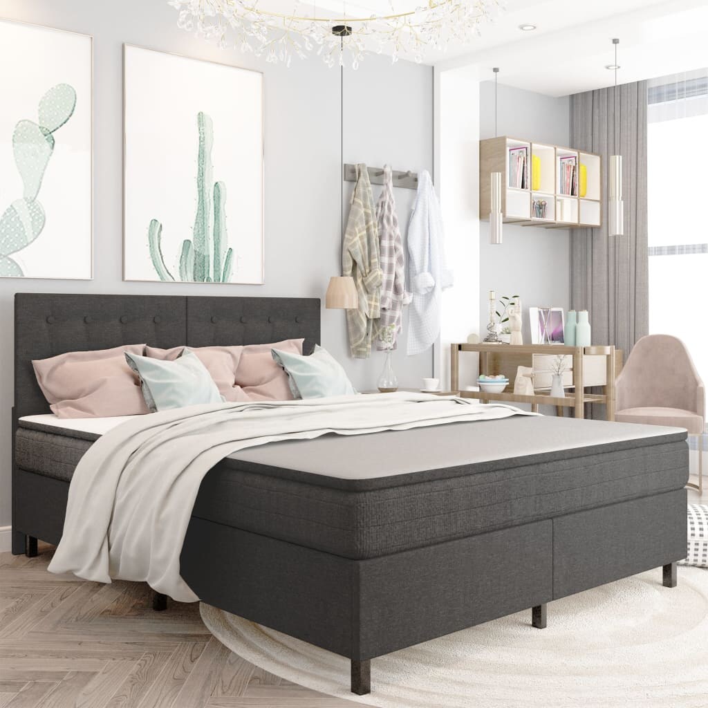 vidaXL Boxspringbett Dunkelgrau Stoff 180x200 cm Image