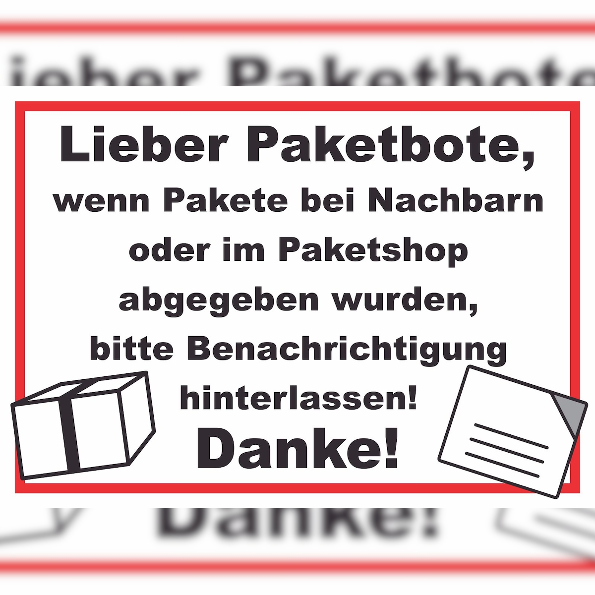 HB-Druck Wenn Pakete abgegeben Schild A4 Rückseite selbstklebend Image