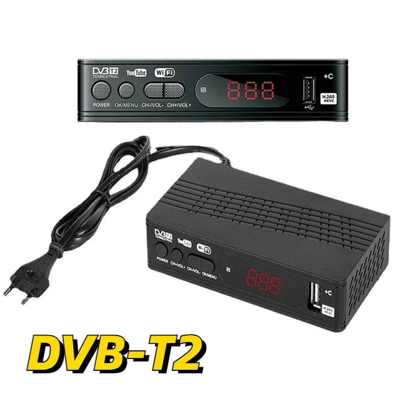 Dvb t2 digitaler terrestrischer empfänger tv box h.265 hd tv tuner rezeptor unterstützung youtube europa spanien frankreich eu us uk Image