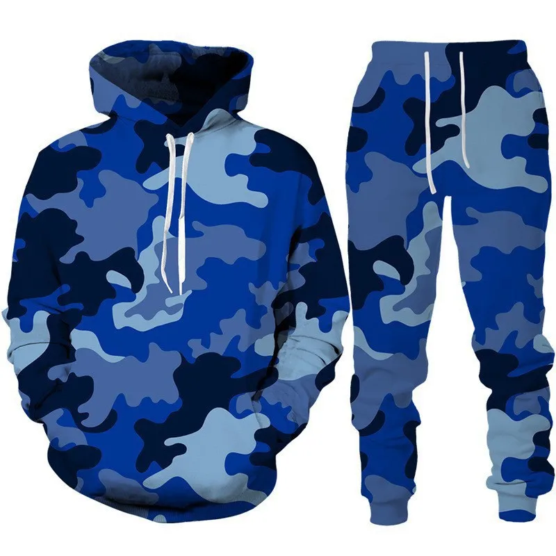 Neue Camouflage 3D Gedruckt Herbst Hoodies Hose Sets Männer Sweatshirts Jogginghose Streetwear Zwei Stück Anzüge Trainingsanzug Mann Kleidung Image