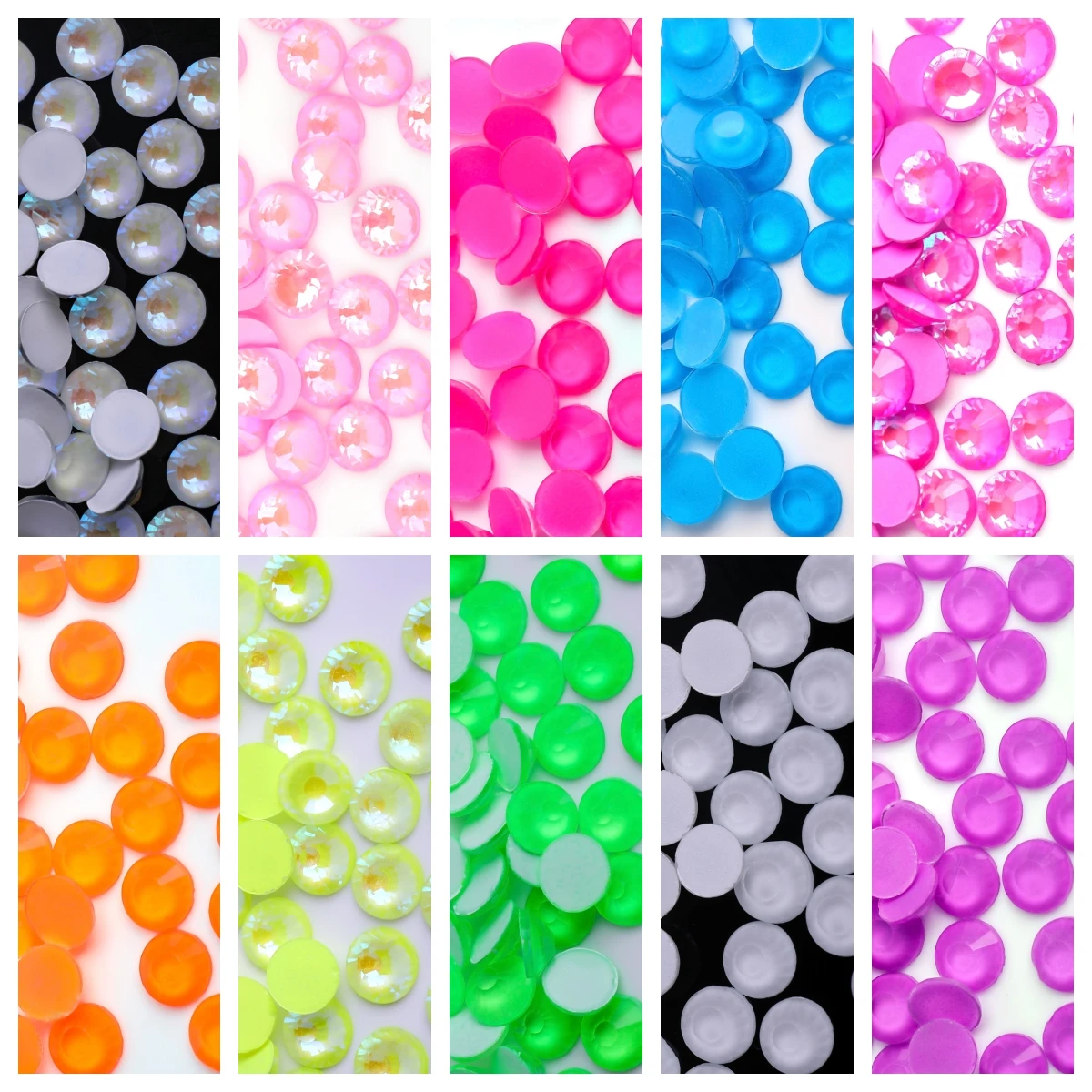 Alle Größen Farben Fluoreszenz Glas Nail Art Strass SS6-30 Strass Nail Art Dekorationen Strass leuchtende Kristall ab