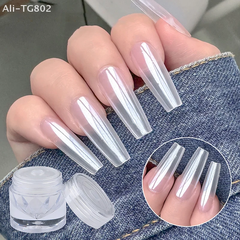 1Jar Orange Aurora Chrom-Nagelpuder Hochglanz-Mondlicht-Spiegeleffekt Feiner Glitzerpigment Aurora Perlreibe-Staub Nagelkunst Image