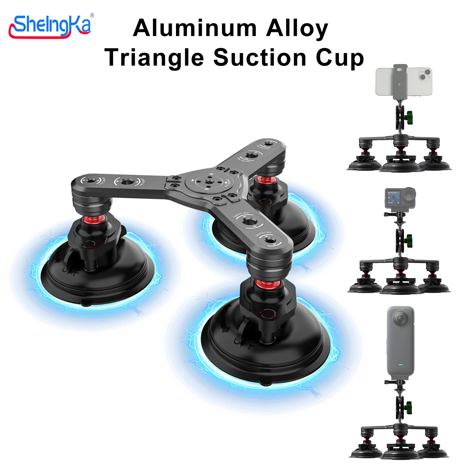 Aluminiumlegierung Autotelefon Kamerahalter Saugnapf 360 verstellbar für GoPro Hero 13 12 11 10 9 Insta360 DJI Action Kamerahalterung Image