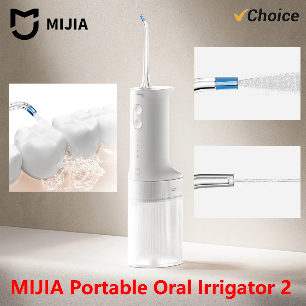 2025 Neuer MIJIA Tragbarer Mundduschen-Irrigator 2 Zahnaufhellung Zahnseide Mundreiniger Vibrations-Wasserstrahl Image