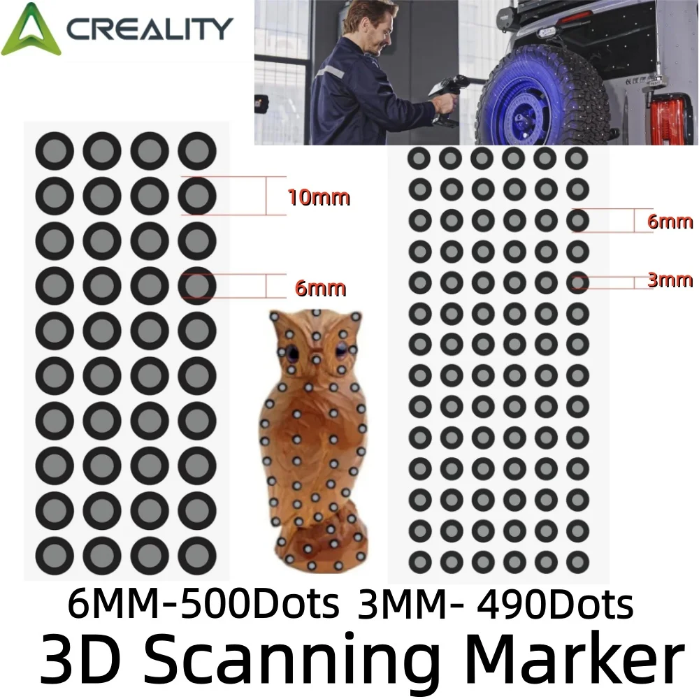 Creality 3D-Scanmarker für 3D-Scanner, 3D-Tracking-Punkt-Referenzpunktmarker, Markierungen mit diffuser Reflexion 490/500 Punkte Image