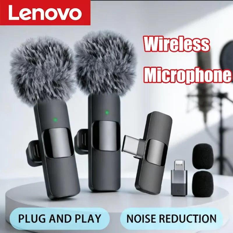 Lenovo Mini Tragbares Kabelloses Lavalier-Mikrofon für Live-Übertragung Gaming Audio-Video-Aufnahme iPhone Android Image