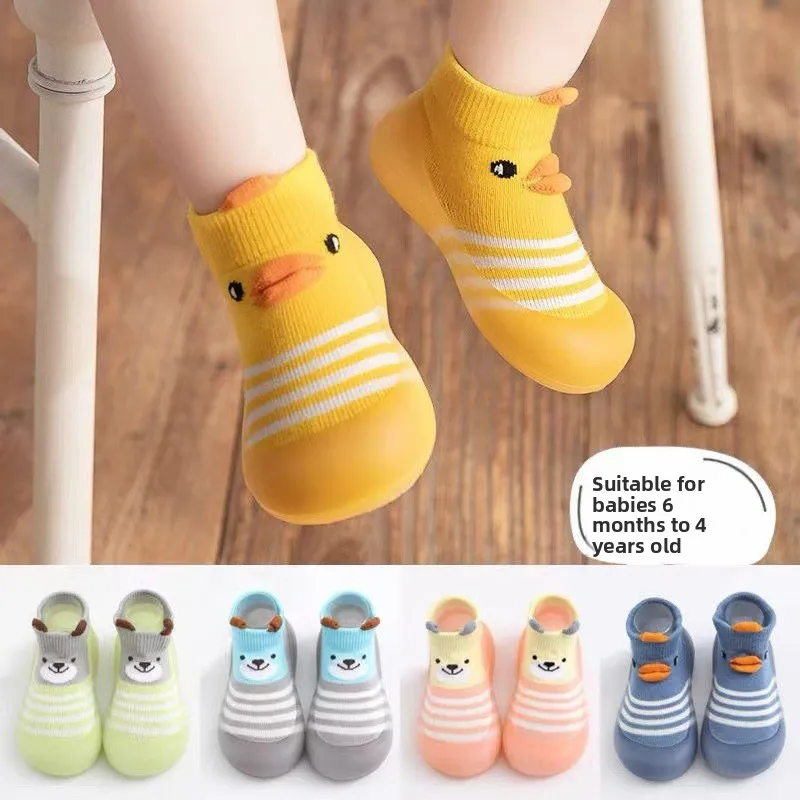 Kleine Gelbe Ente Lauflernschuhe für Babys Frühling und Herbst Weiche Sohle Babyschuhe Rutschfeste Vorschul-Bodensocken und -Schuhe für Drinnen