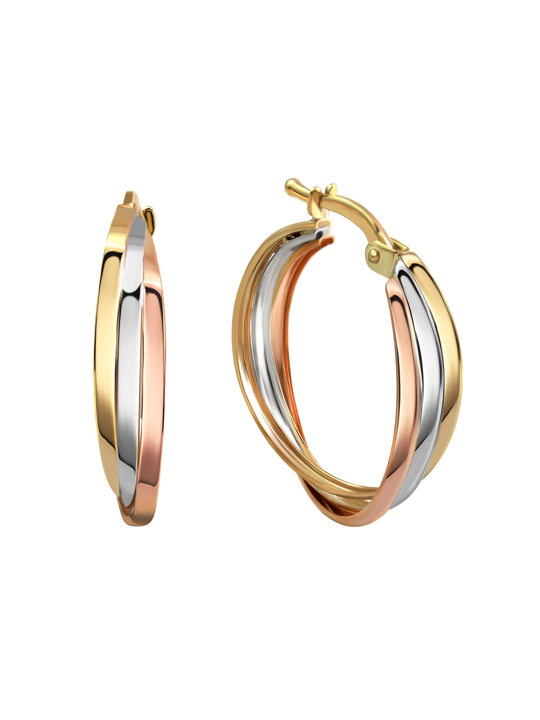 Fascination by Ellen K. Ohrringe Gold 333 dreifarbig 20mm Durchmesser