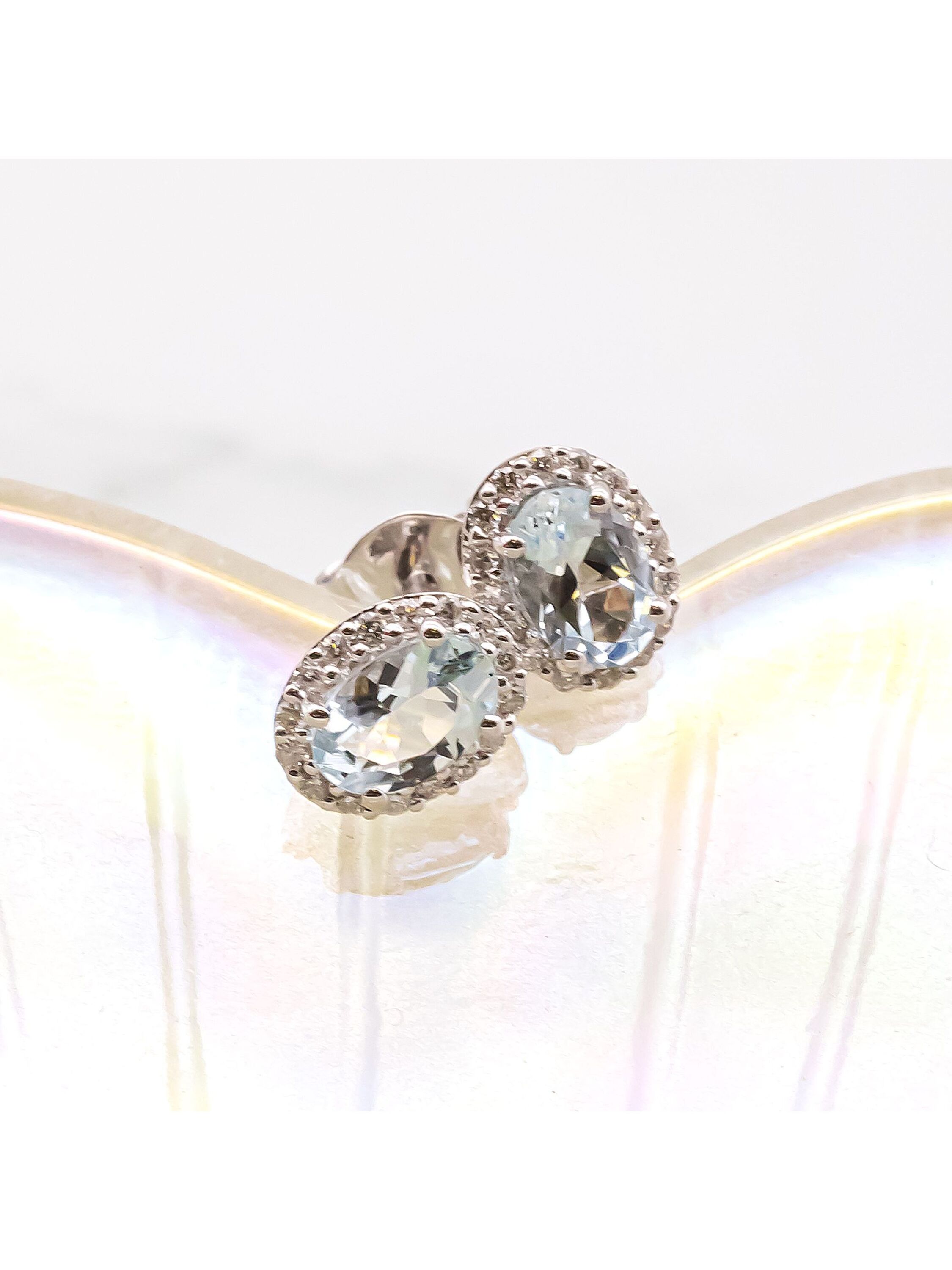 Diamonds by Ellen K. Ohrstecker Weißgold 585 mit echtem Aquamarin und 36 Diamanten zus. 0,14ct.