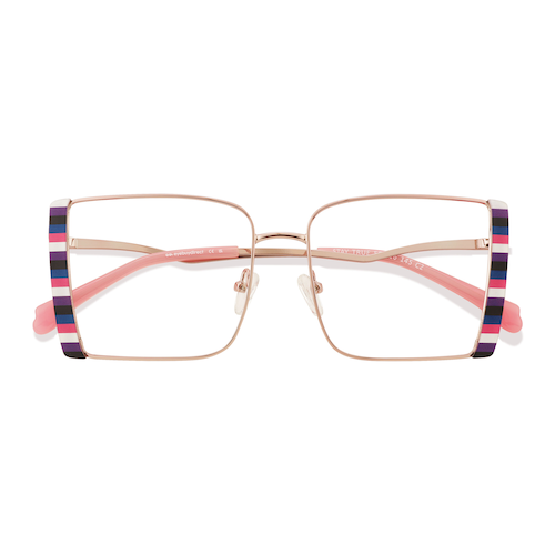 Unisex s square Rose Gold Metal Prescription eyeglasses - Eyebuydirect s Stay True