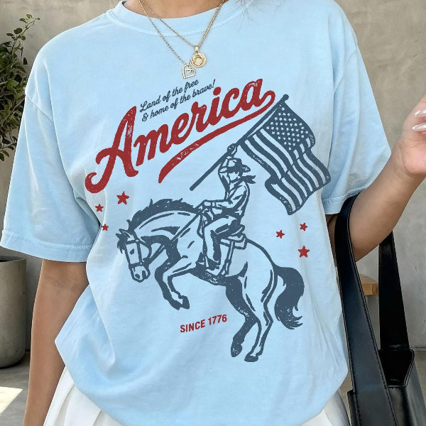 Retro American Flag Land Of The Free Patriotic 4th Of July Shirt blue 2xl t Shirt