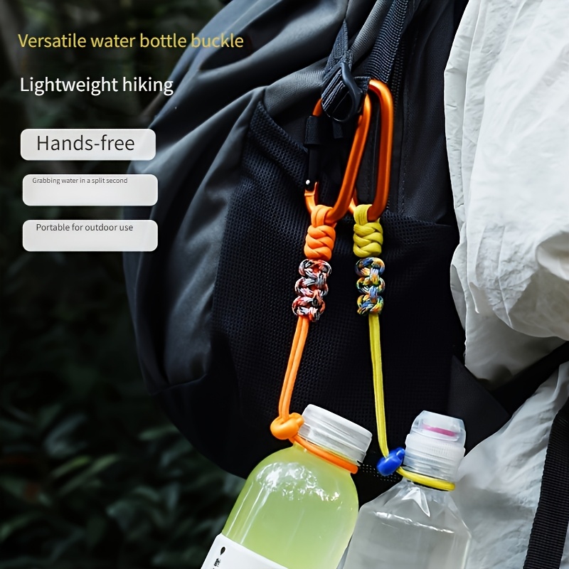 TrailClip Paracord Water Bottle Holder With Carabiner For Hiking Backpacks brown