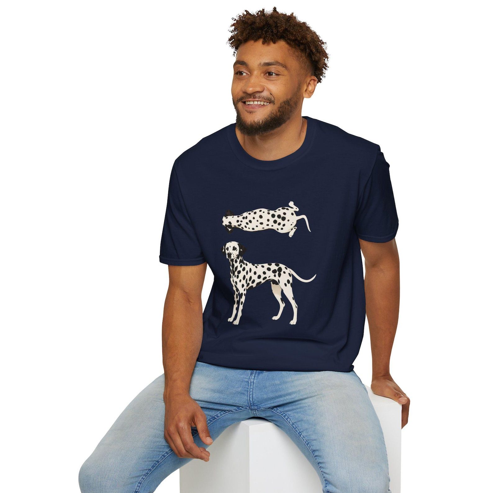 Dalmatian Illustration T Shirt | Spotted Dog Artwork, Minimal Pet Tee pink l sweatshirt