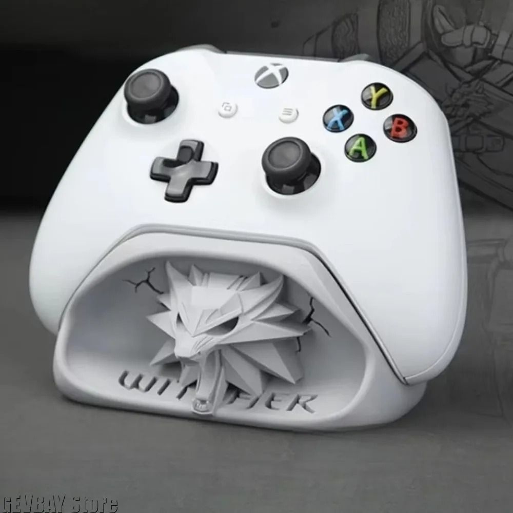 Wizard Wolf Head Controller Stand Xbox Gamepad Display Holder Desk Decor silver