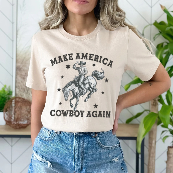 Make America Cowboy Again Vintage Western Shirt Or Sweatshirt maroon m t Shirt