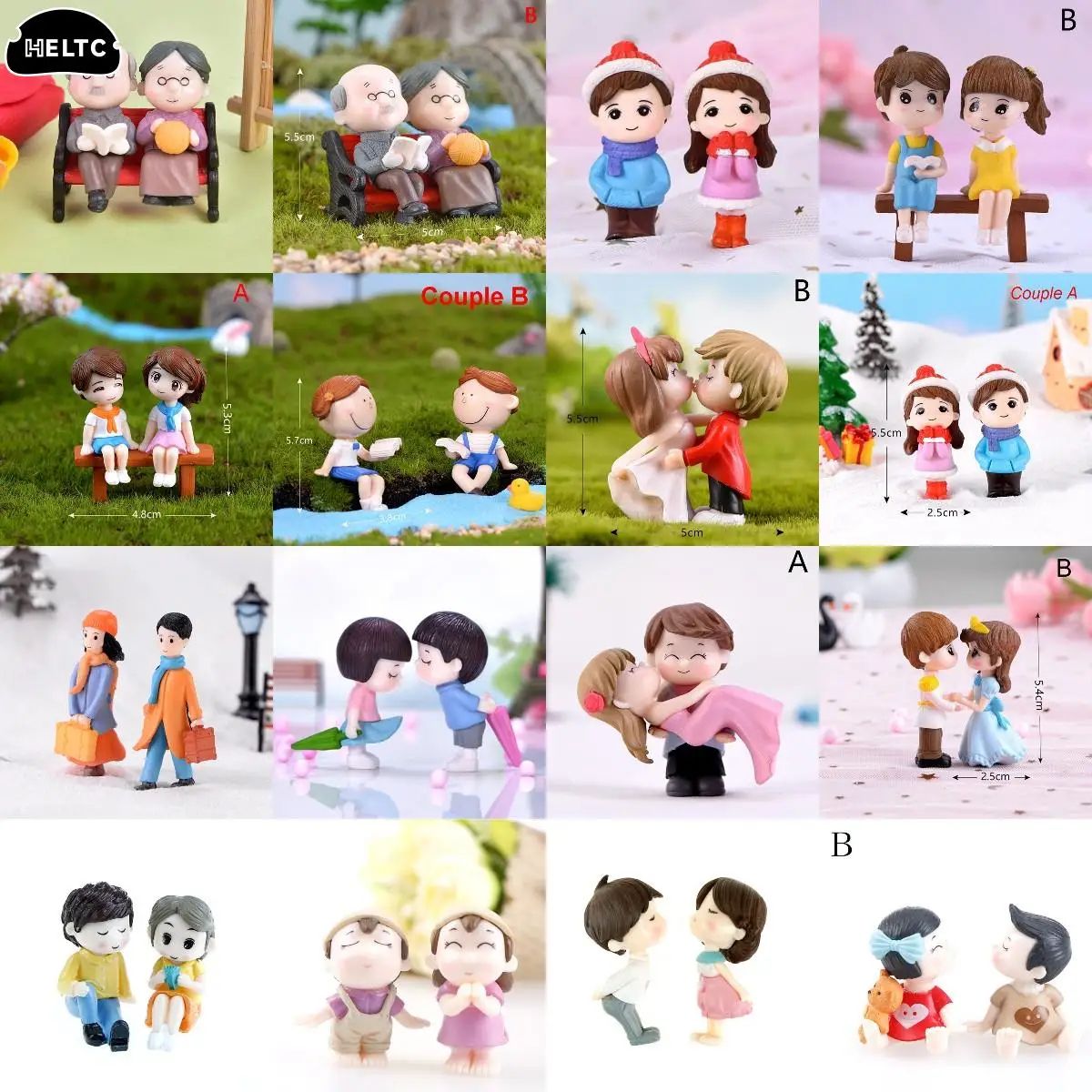 Fairy Garden Miniatures Couple Set With Tree Bench Whimsical Miniature Garden Decor For Terrariums & DIY Landscapes 4