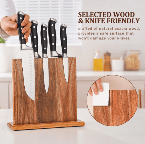 Acacia Wood Magnetic Knife Block Strong Magnet Kitchen Knife Stand Acacia Wood Magnetic Knife Block Strong Magnet Kitchen Knife Stand
