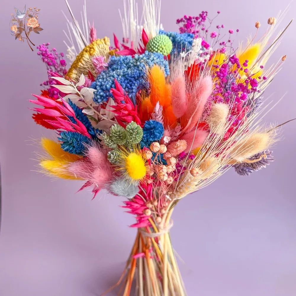 Blush Harmony Dried Flower Wedding Bouquet Boho Pampas Bridal Arrangement a