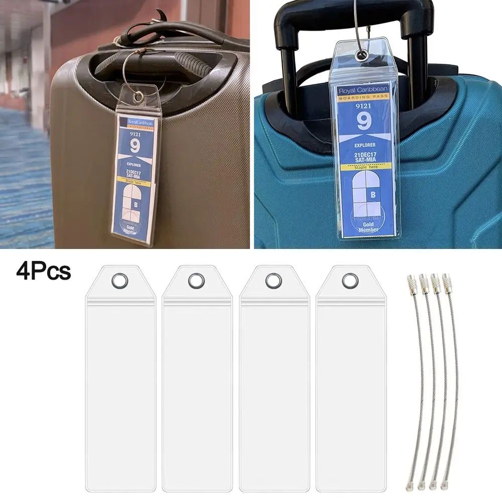 Secure Steel Loop Travel Luggage Tag Holder For Suitcases (4pcs) Secure Steel Loop Travel Luggage Tag Holder For Suitcases (4pcs)