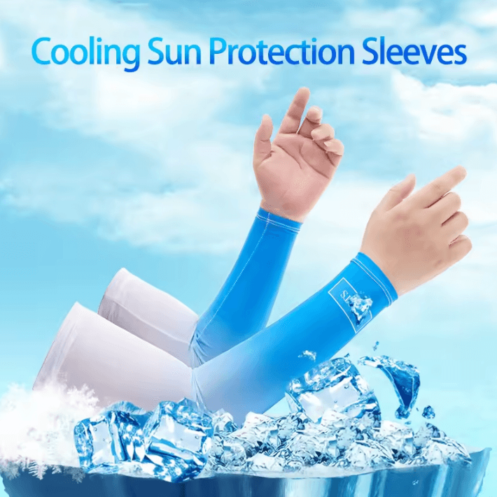 Gradient Ice Silk Arm Sleeves UV Sun Protection Cooling Covers For Men & Women gray l