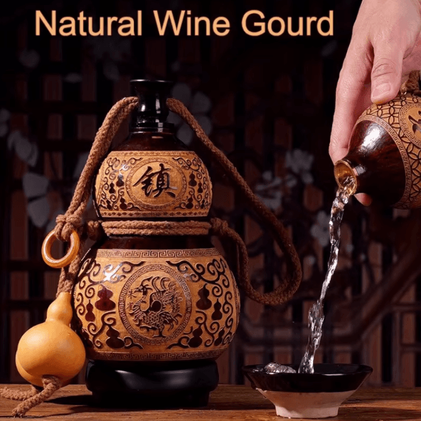 Natural Dried Wine Gourd Bottle Portable Traditional Flask For Outdoor & Decorative Use style D 1l