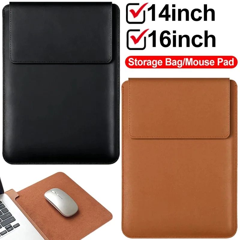EliteShield Leather Laptop Sleeve Protective Case For MacBook And 14 To 16 Inch Laptops 1 Black Bag 14inch