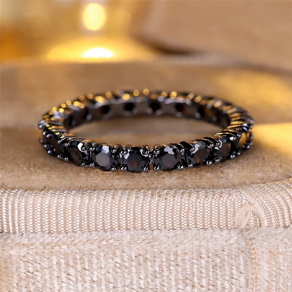 Elegant Black Zircon Engagement Ring For Women Promise & Wedding Jewelry black 8