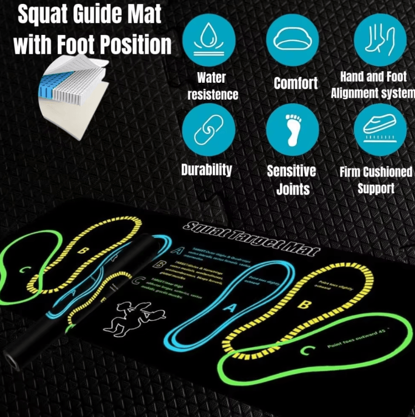 Non Slip Squat Exercise Mat For Home Workouts Durable Two Tone Fitness Floor Pad With Guide color
