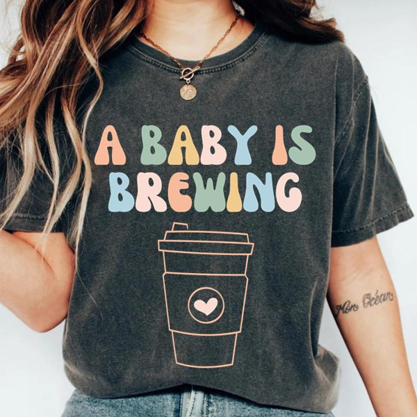 A Baby Is Brewing Shirt Funny Pregnancy Announcement Tee New Mom Gift teal xl t Shirt