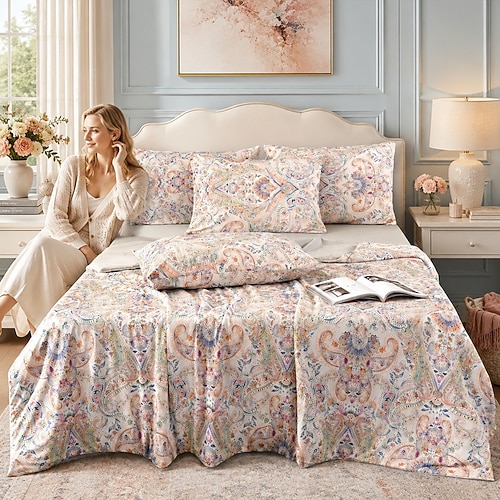 Kühlende Sommerdecke, Hyaluronsäure-Bettdecke, leichte, seidig weiche Klimaanlagendecke, Paisley-Bettüberwurf für alle, die nachts schwitzen – das perfekte Geschenk fürs Schlafzimmer Image