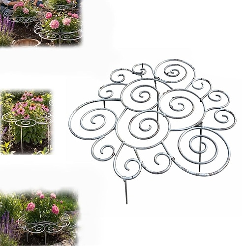 Metallene Pflanzenstütze, Gartenstützpfähle für Blumen und Gemüse, Pflanzenkäfig aus Eisen, Pflanzenhalter für aufrecht wachsende Pflanzen im Garten, auf Rasen, Terrasse und im Garten Image
