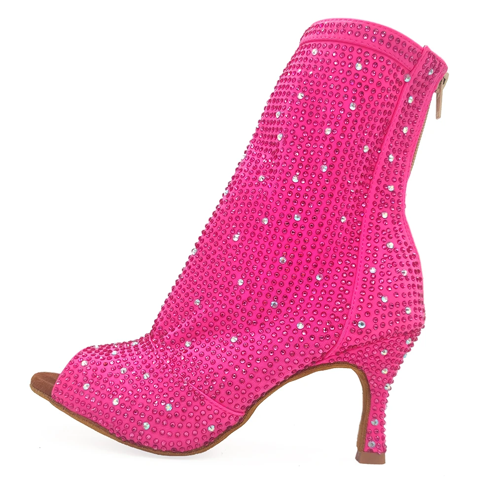 Frauen OEM Latin Dance Stiefel Strass Salsa Tango Tanz Schuhe Latin Salsa Tanz Schuhe Club Party Ballroom Dance Schuhe Booties Image