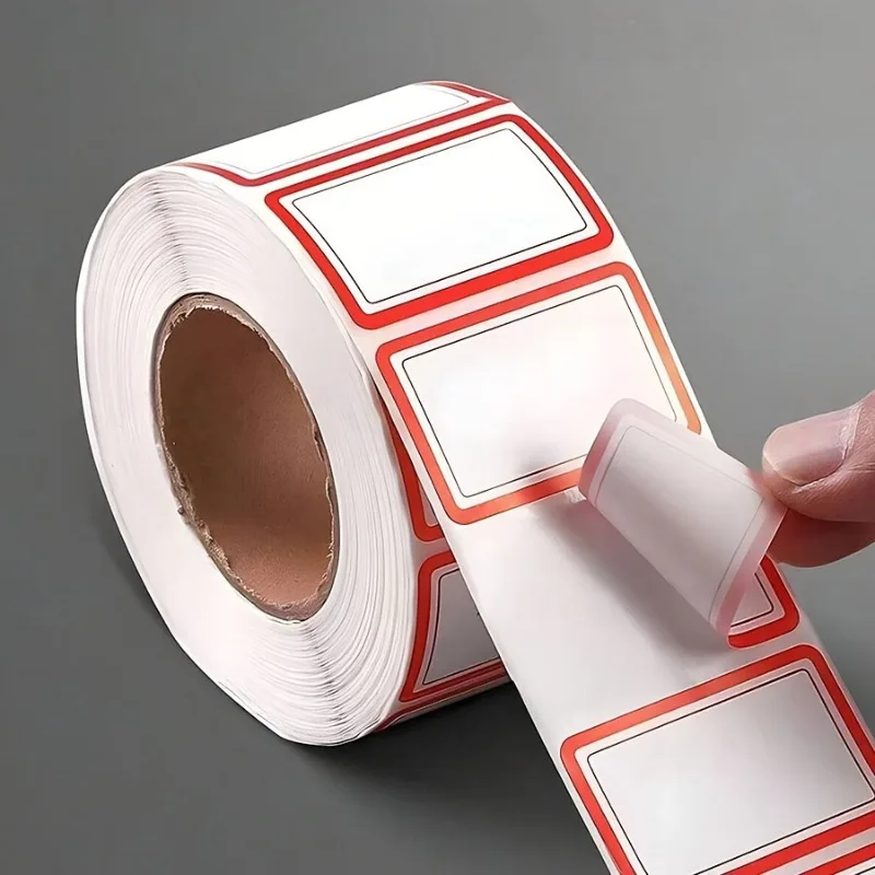 1 Rolle/500 Aufkleber, selbstklebende Etikettenaufkleber für die Aktenklassifizierung, Preisauszeichnung, für Büro- und Schulbedarf. Wählen Sie Blau, Rot. Image