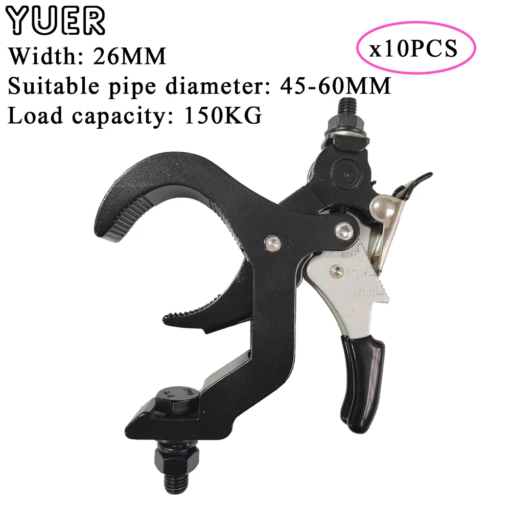 10 Teile/los Aluminium Beleuchtung Klemme 150KG Bühne Truss Rohr 45-60MM Faltbare Einfache Quick Lock Licht Haken für Bühne Beleuchtung Dj Disco