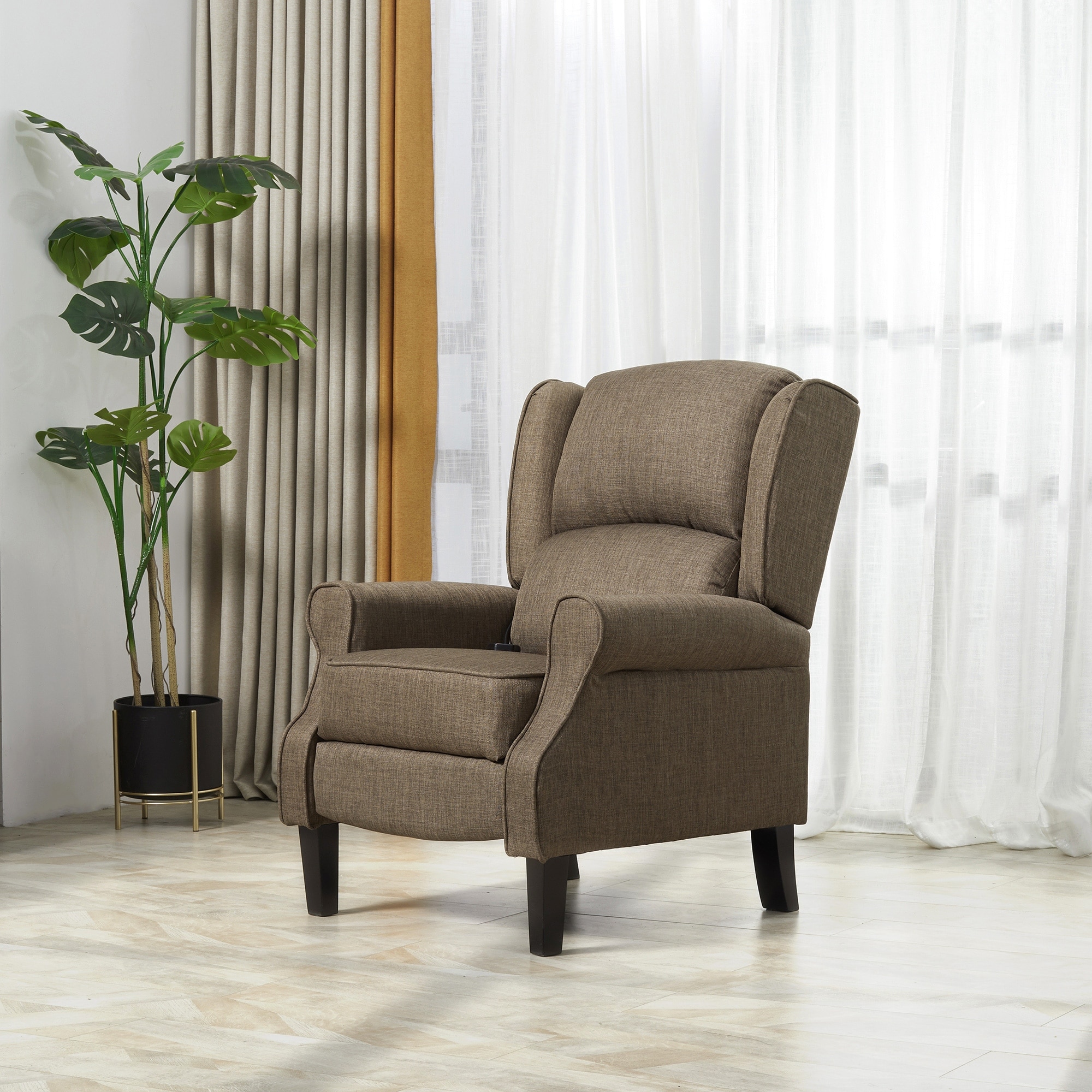 HOMCOM Wingback Heated Vibrating Massage Chair,Accent Sofa Upholstered Massage Recliner Chair with Remote Controller