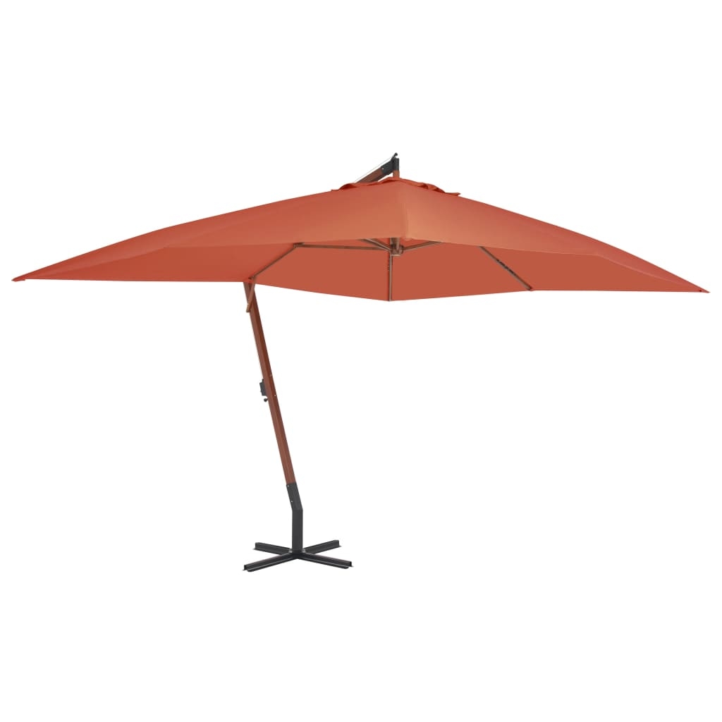 vidaXL Ampelschirm mit Holz-Mast 400x300 cm Terrakotta Image