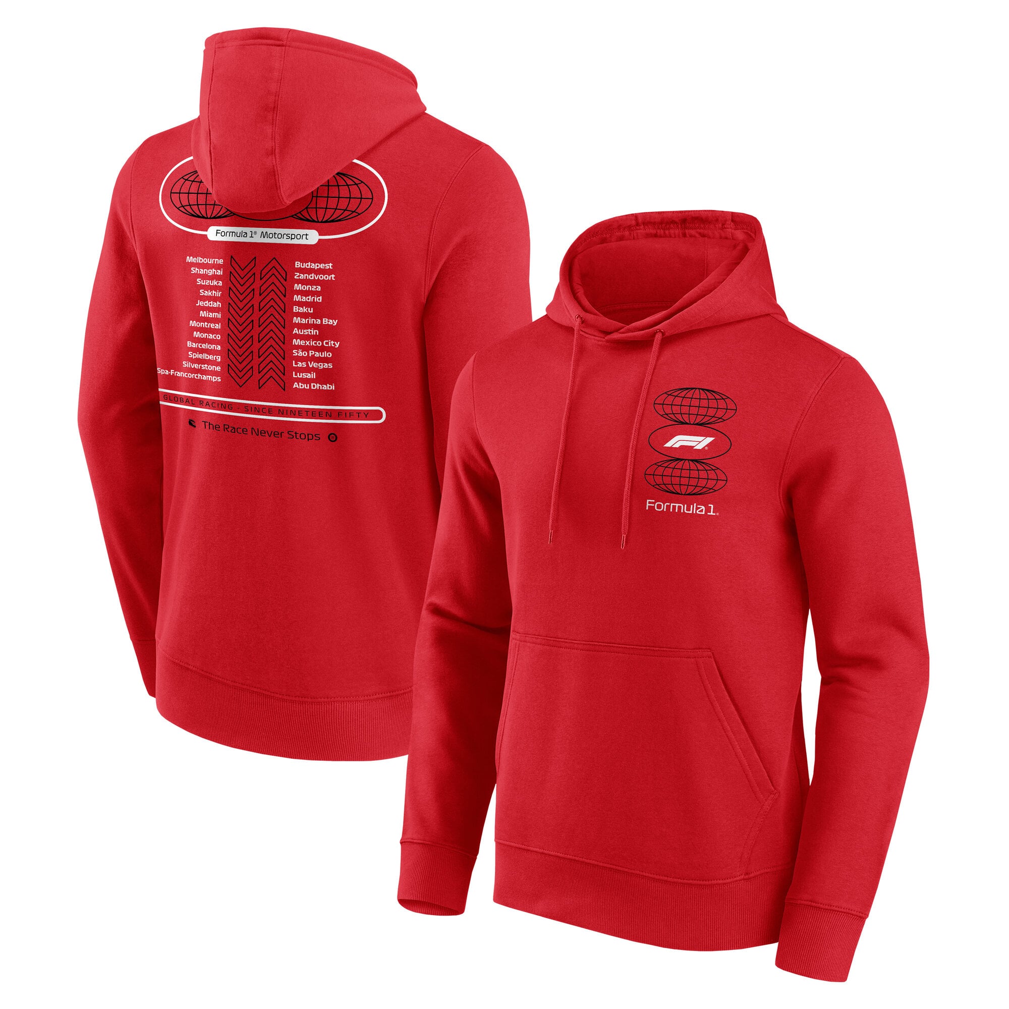Sweat à capuche avec imprimé Formule 1 - Rouge - Unisexe - unisexe Taille: S