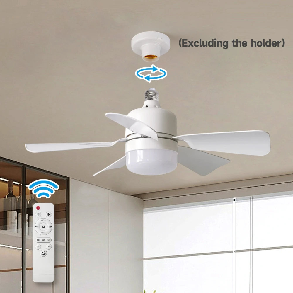 Deckenventilator mit LED-Licht, dimmbar, 3 Farbtemperaturen, Wandfernbedienung für Wohnzimmer, Innenbereich, E27/E26 Ventilatorbeleuchtung für Zuhause und Küche