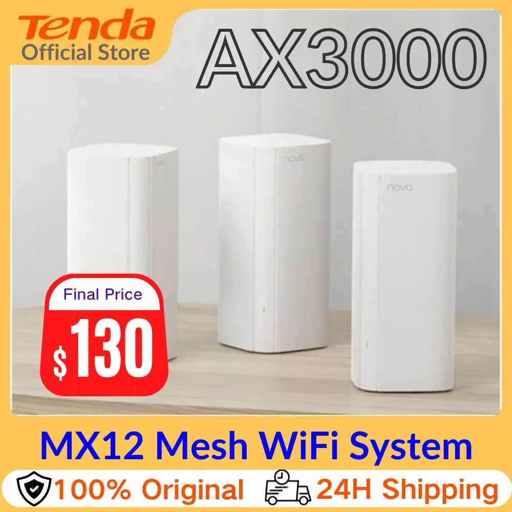 Tenda AX3000 WiFi 6 Mesh System Wireless Router MX12 Dual Band Mesh WiFi Router bis zu 7000 Quadratfuß. WLAN-Range Extender WIFI6 Mesh Image