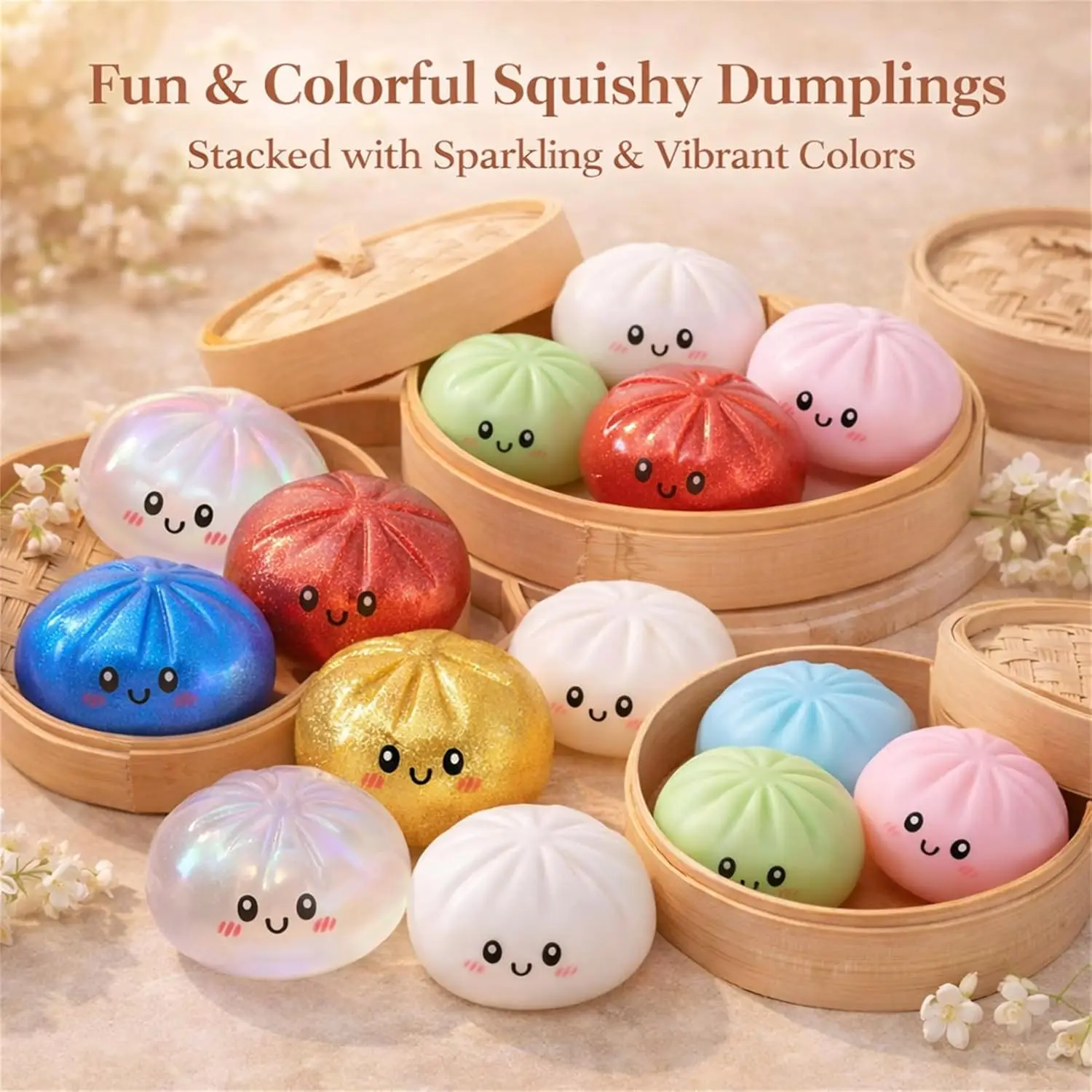 Heißer Glitzer-Dumpling: Glitzer-Dumpling-Squishy mit Box – Sensorisches Quetschspielzeug zur Stresslinderung Image